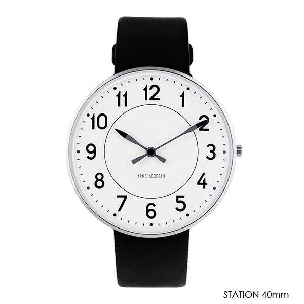 ����ͥ䥳�֥����ӻ��� STATION���ơ������40mm/34mm �쥶�����ȥ�å�ARNE JACOBSEN WATCHS