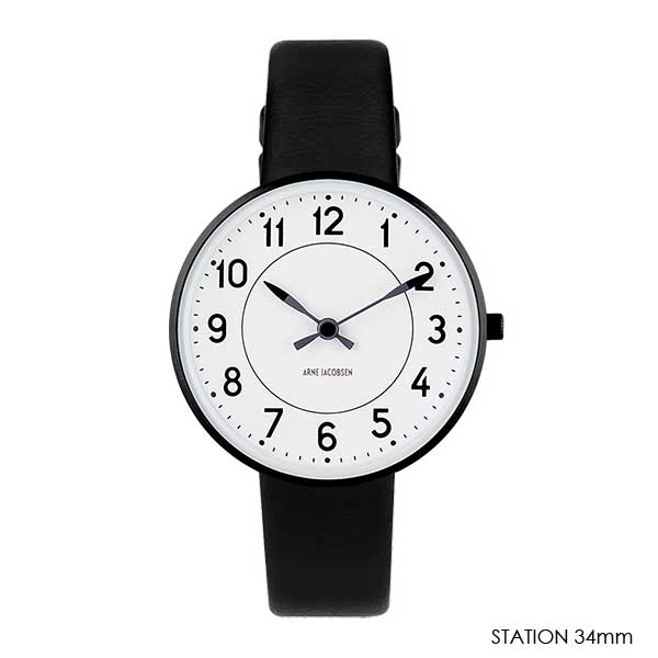 ����ͥ䥳�֥����ӻ��� STATION���ơ������ white&black 40mm/34mm/30mm �쥶�����ȥ�å� ARNE JACOBSEN WATCHES