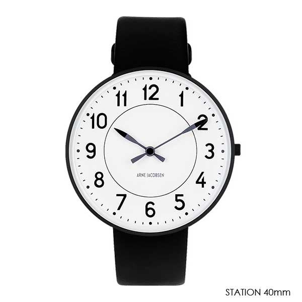 ����ͥ䥳�֥����ӻ��� STATION���ơ������ white&black 40mm/34mm/30mm �쥶�����ȥ�å� ARNE JACOBSEN WATCHES
