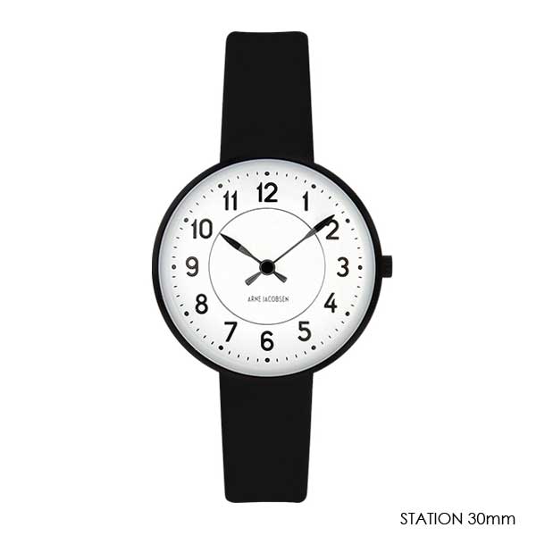 ����ͥ䥳�֥����ӻ��� STATION���ơ������ white&black 40mm/34mm/30mm �쥶�����ȥ�å� ARNE JACOBSEN WATCHES