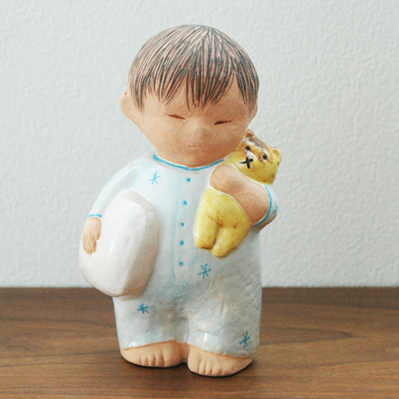 Boy with Bear blue(�ܡ��������������٥��˥֥롼 �ˤλҤȥ��� Lisa Larson(�ꥵ �顼����) �̲����֥�������ʪ