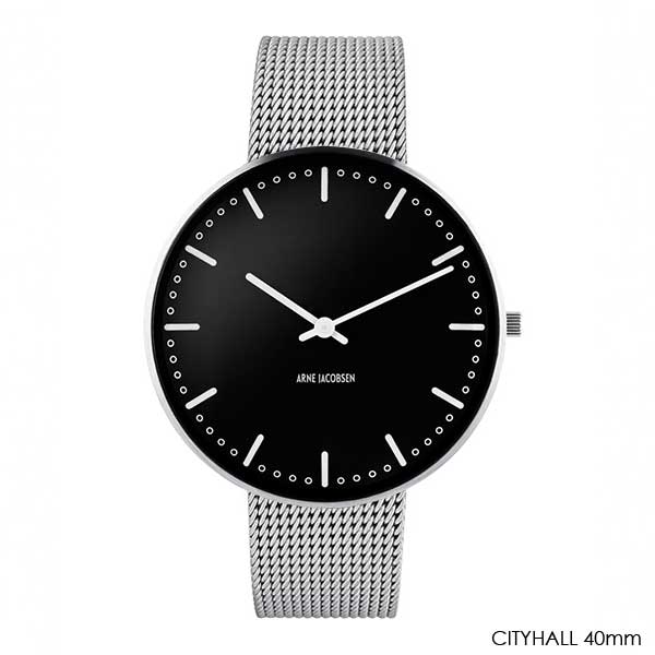 ����ͥ䥳�֥����ӻ��� CityHall Face Black ���ƥ����ۡ��� 40mm ����С���å��她�ȥ�å� ARNE JACOBSEN WATCHES