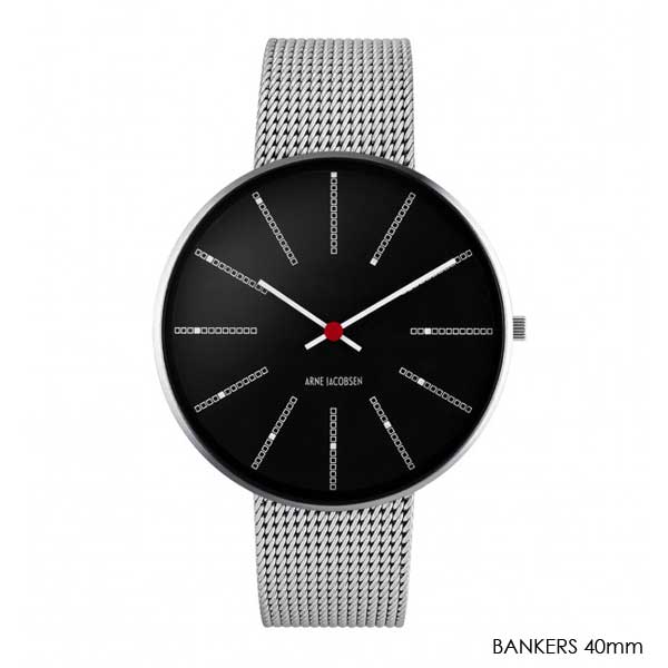 ����ͥ䥳�֥��� �ӻ��ס�Bankers Black Face �Х󥫡��� ����С���å��她�ȥ�å� 40mm ARNE JACOBSEN WATCHES