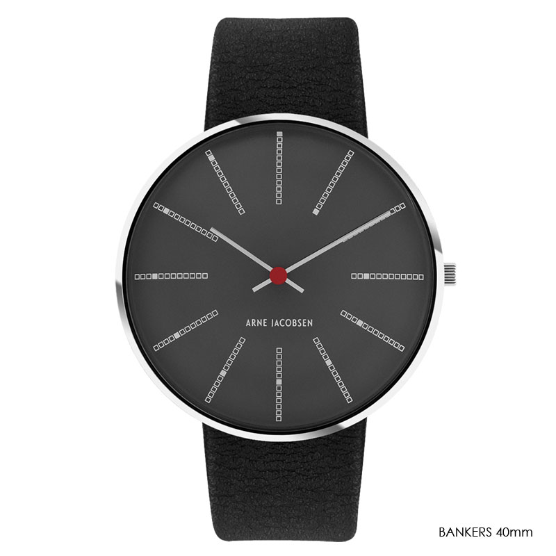 ����ͥ䥳�֥��� �ӻ��ס�Bankers Gray Face �Х󥫡��� �쥶�����ȥ�å� 40mm�����졼 ARNE JACOBSEN WATCHS��