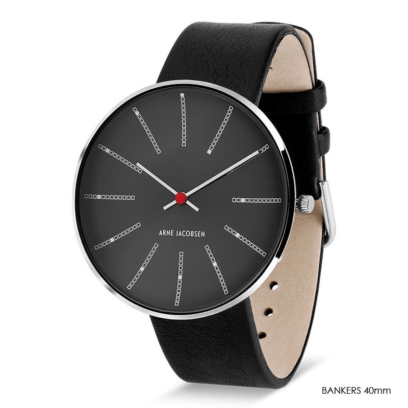 ����ͥ䥳�֥��� �ӻ��ס�Bankers Gray Face �Х󥫡��� �쥶�����ȥ�å� 40mm�����졼 ARNE JACOBSEN WATCHS��