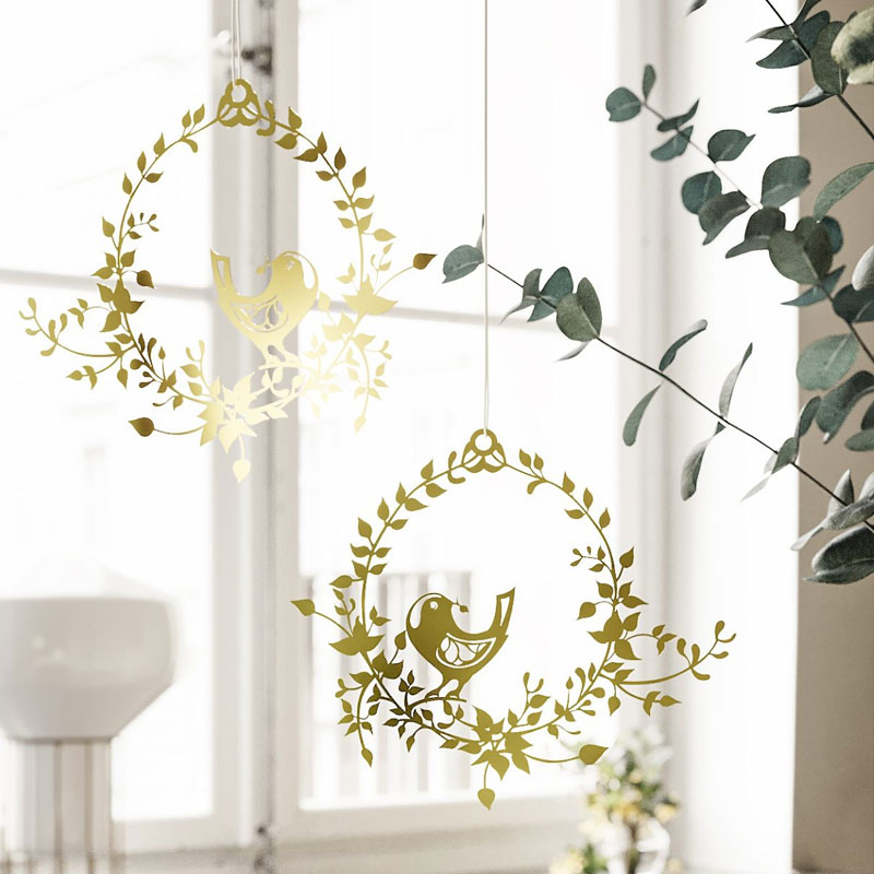 Bird with Flower Wreath Ornament(��Ļ�Ȳ֤Υ꡼����2�ĥ��åȥ����ʥ���H=6cm Jette frolich(�����åơ��ե�����åҡ˥��ꥹ�ޥ������ʥ���/�̲��ǥ�ޡ���