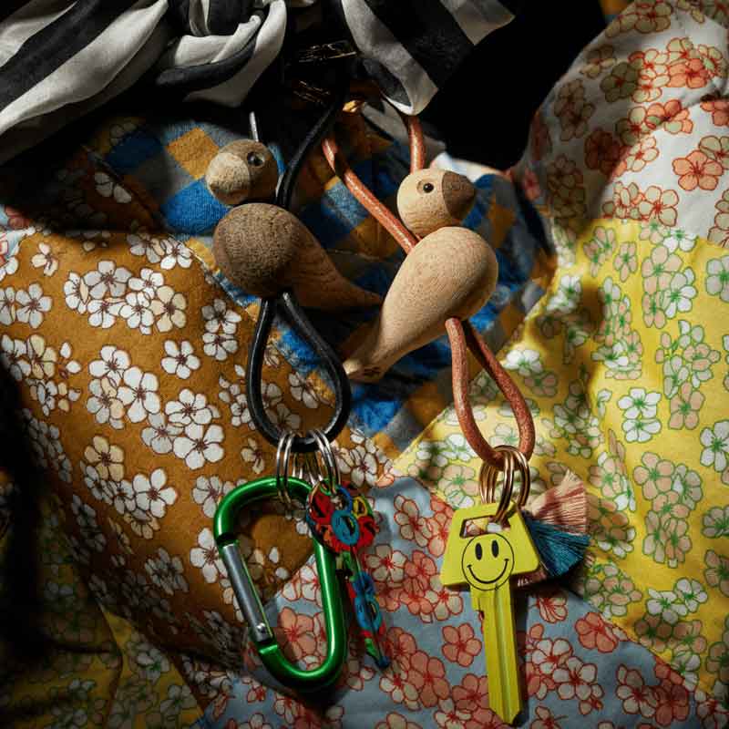 Kay Bojesen(ܥBird Gold Keychaine with Natural leather Сɡɥʥ쥶  ǥޡ 39665