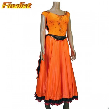 中古パソドレス ヤナギダダンスウエアー製　オレンジ 社交ダンス