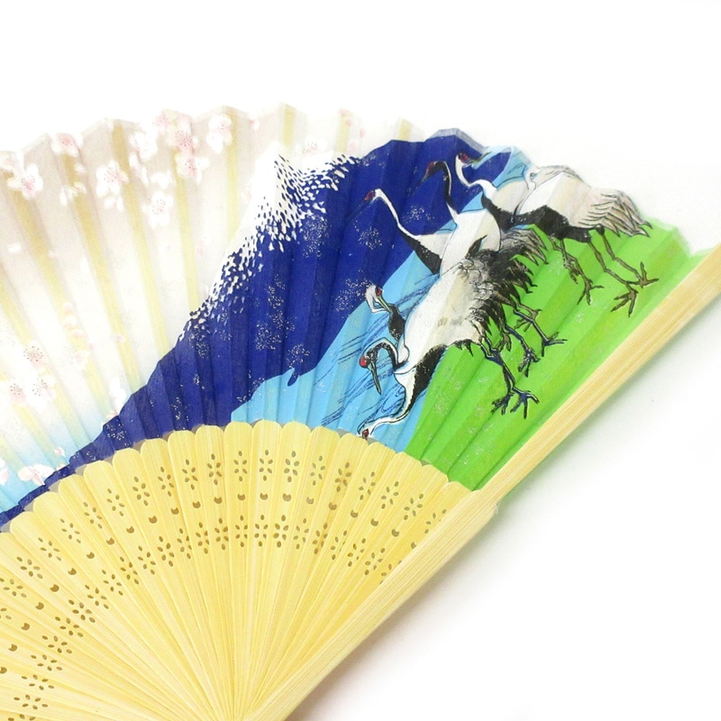高級シルク扇子 富士山と鶴 No.504-334 | 世界の価値ある商品を