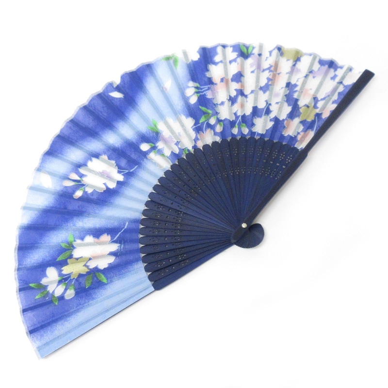 高級シルク扇子 さくら 青 No.504-570 | 世界の価値ある商品を
