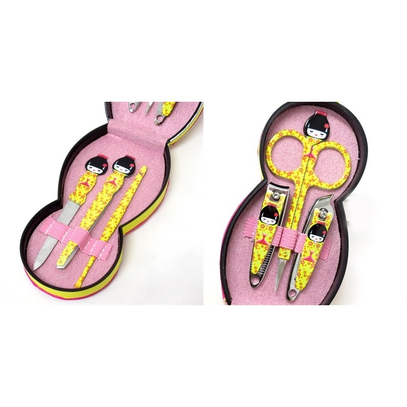 ネイルケアセット6種（爪切り・ハサミ他） こけし イエロー