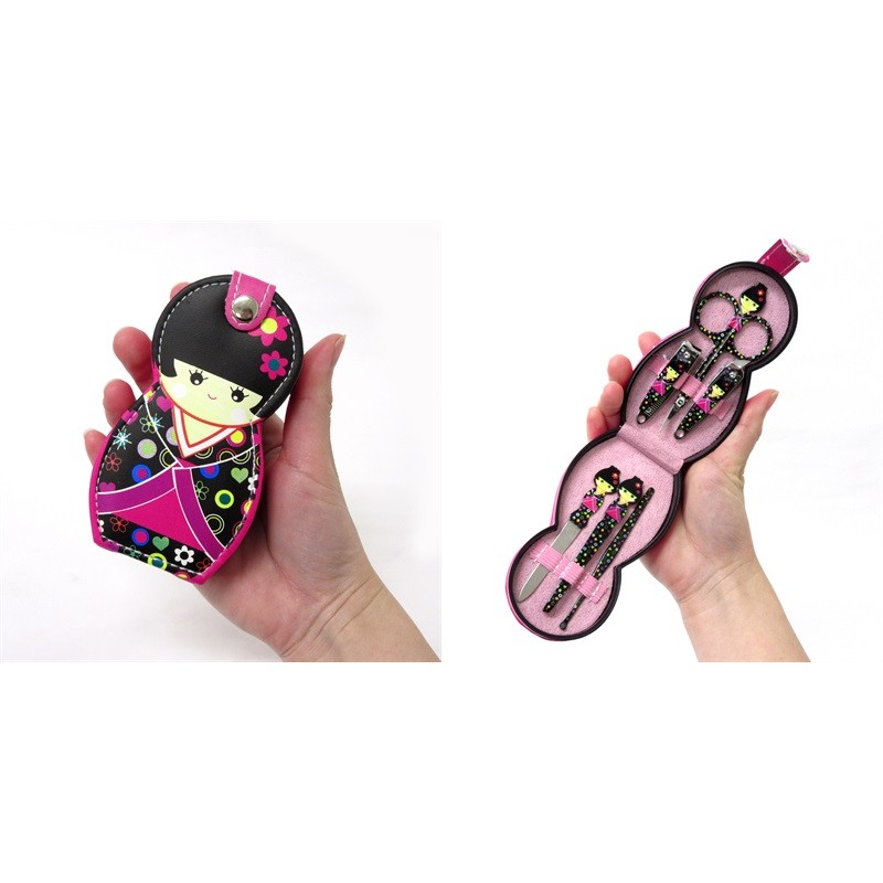 ネイルケアセット6種（爪切り・ハサミ他） こけし イエロー