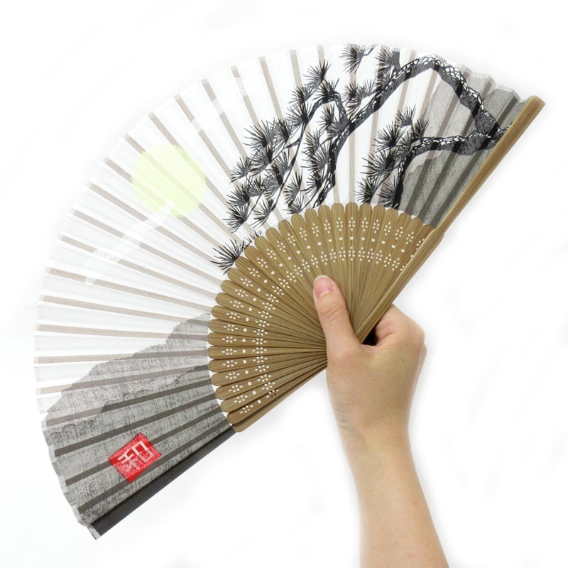 高級シルク扇子 松月 グレー No.504-210 | 世界の価値ある商品をお客様