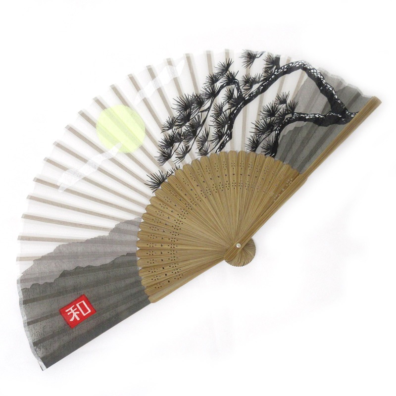 高級シルク扇子 松月 グレー No.504-210 | 世界の価値ある商品をお客様