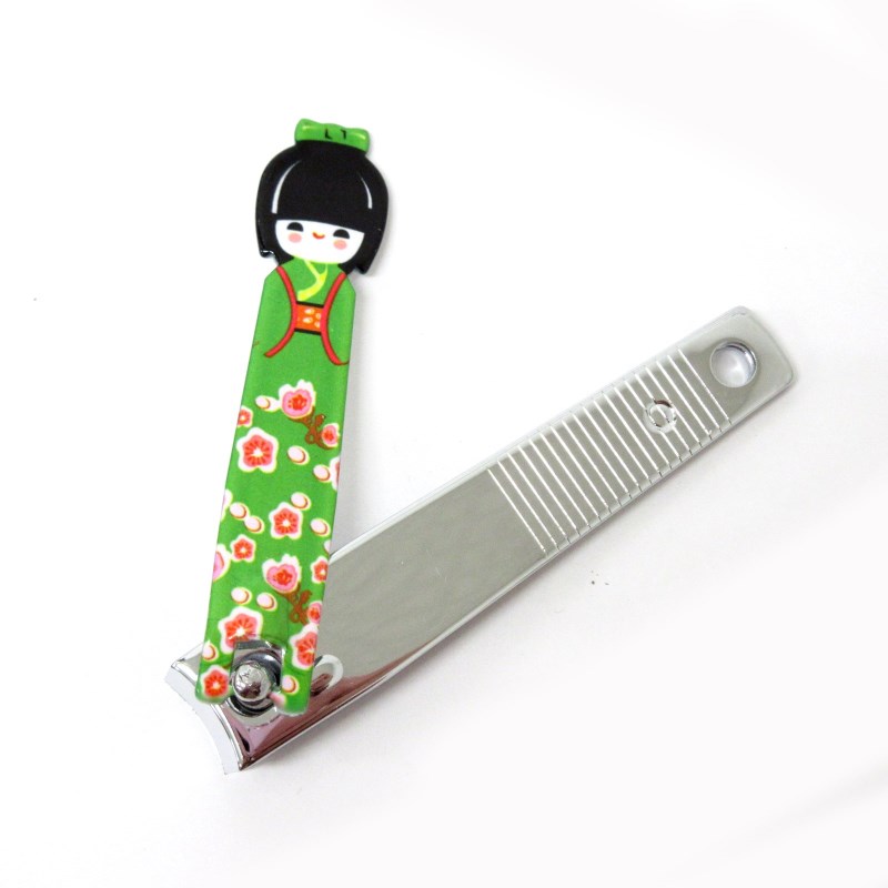 ネイルケアグッズ こけし 着物 爪切り グリーン No.303-603