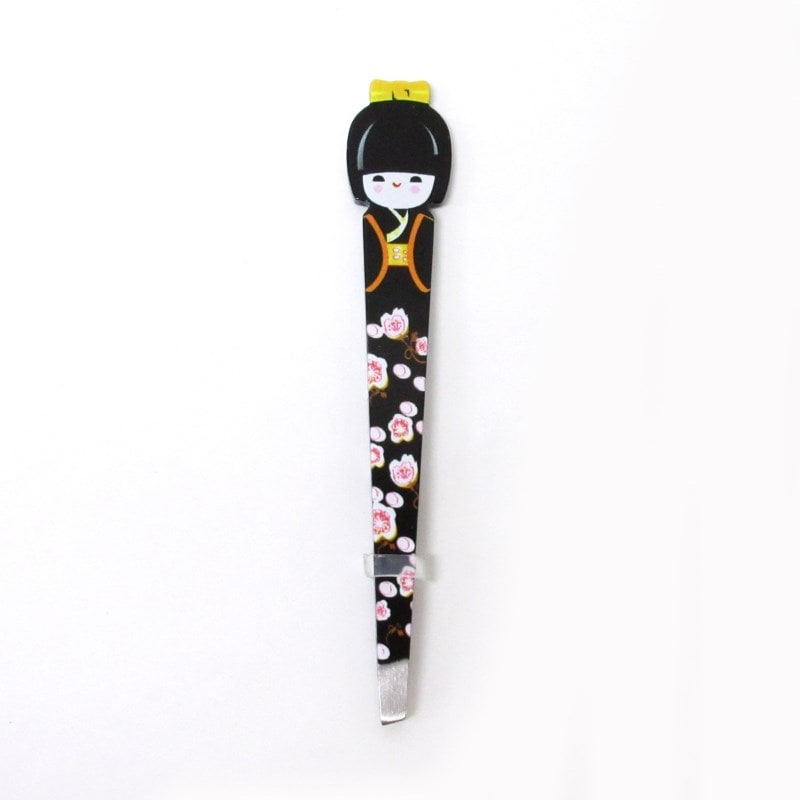 ネイルケアグッズ こけし 着物 ピンセット ブラック No.303-610