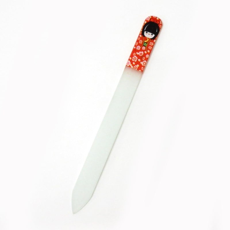 ネイルケアグッズ こけし 着物 ガラス製爪やすり レッド No.303-618