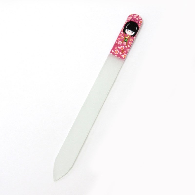 ネイルケアグッズ こけし 着物 ガラス製爪やすり パープル No.303-620