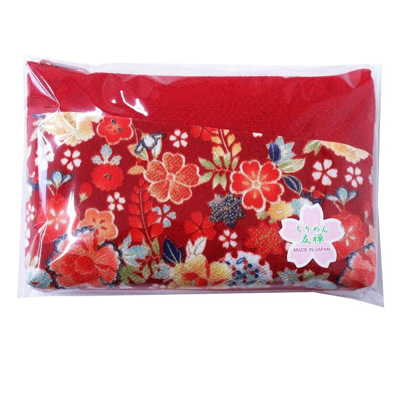 日本製 ちりめん 友禅 斜め前ポケットポーチ ランダムアソート No.303