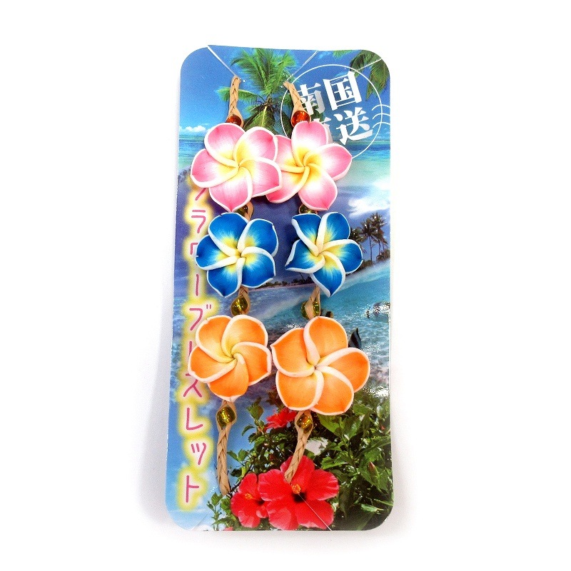 フラワークロス&プルメリア 三連ラップブレス フラワークロス&スター 三連ラップブレス