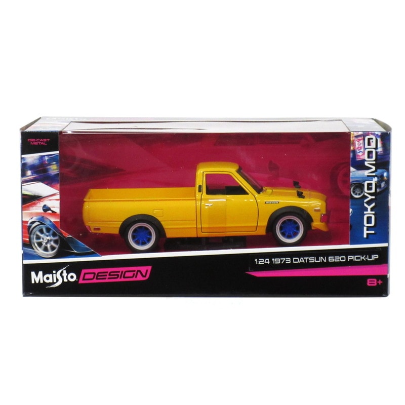 Maisto ミニカー 1:24 MD 1973 ダットサン 620 ピックアップ イエロー