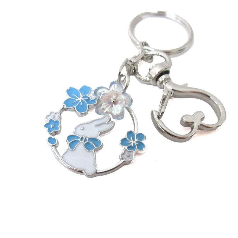 お花見 うさぎキーホルダー シルバー No.603-063 | 世界の価値