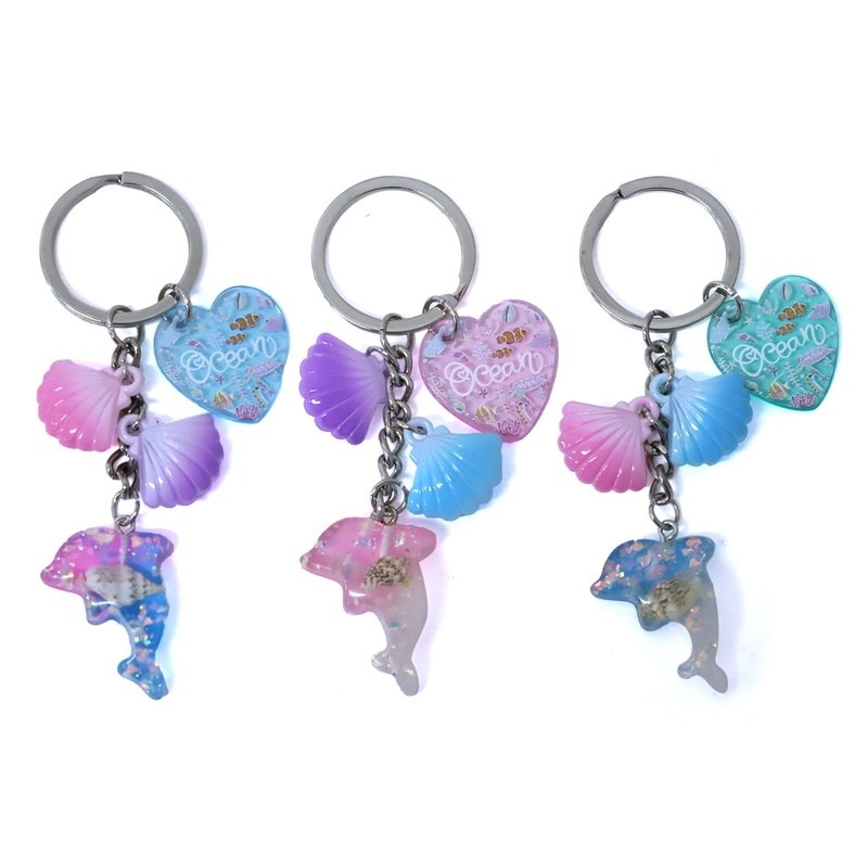 アクアシェルチャームキーホルダー ドルフィン オーシャン 3色アソート
