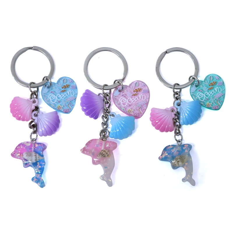 アクアシェルチャームキーホルダー ドルフィン オーシャン 3色アソート