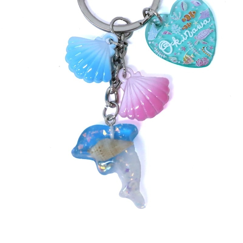アクアシェルチャームキーホルダー ドルフィン 沖縄 3色アソート No