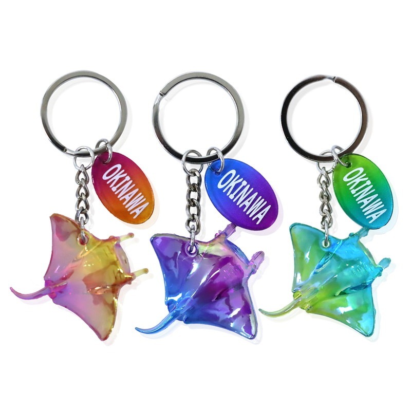 キラキラマリンキーホルダー 沖縄 マンタ 3色アソート No.603-488