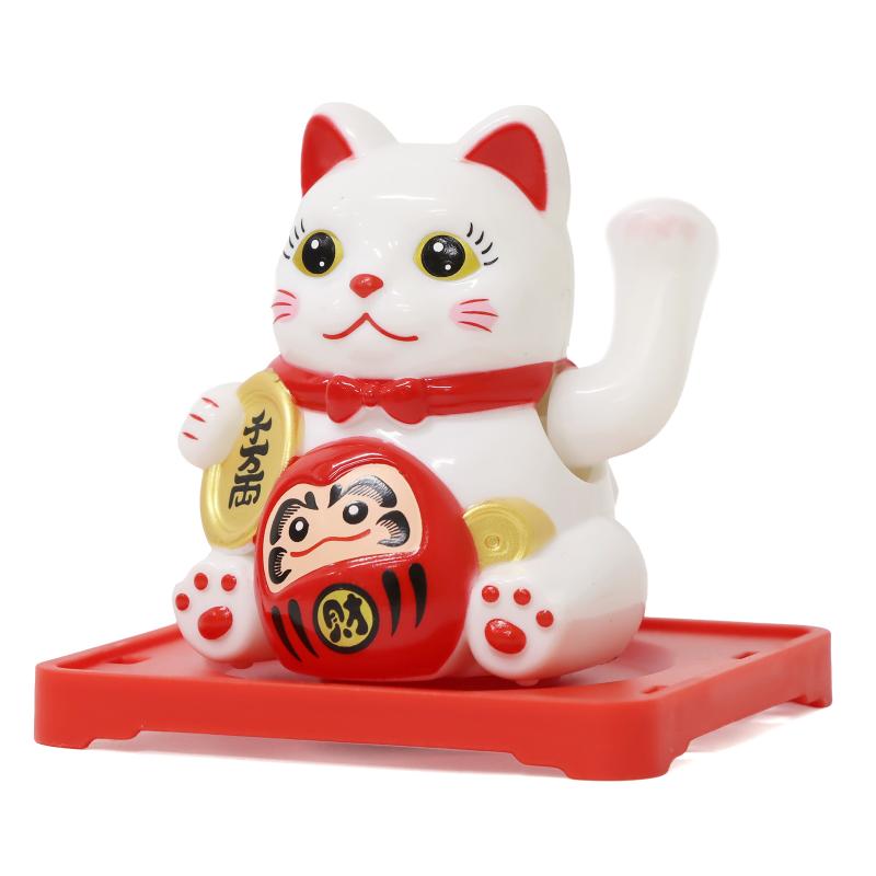 ソーラー招き猫 6cm だるま(ホワイト) No.208-310 | 世界の価値ある