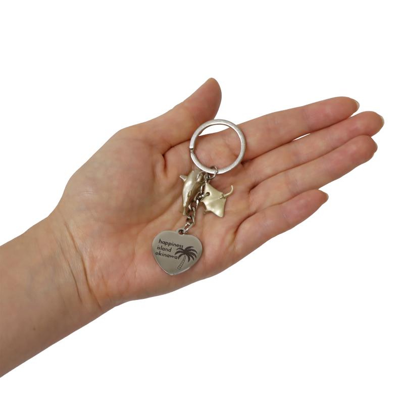 メタルハートプレートキーホルダー OKINAWA 4色アソート No.603-382