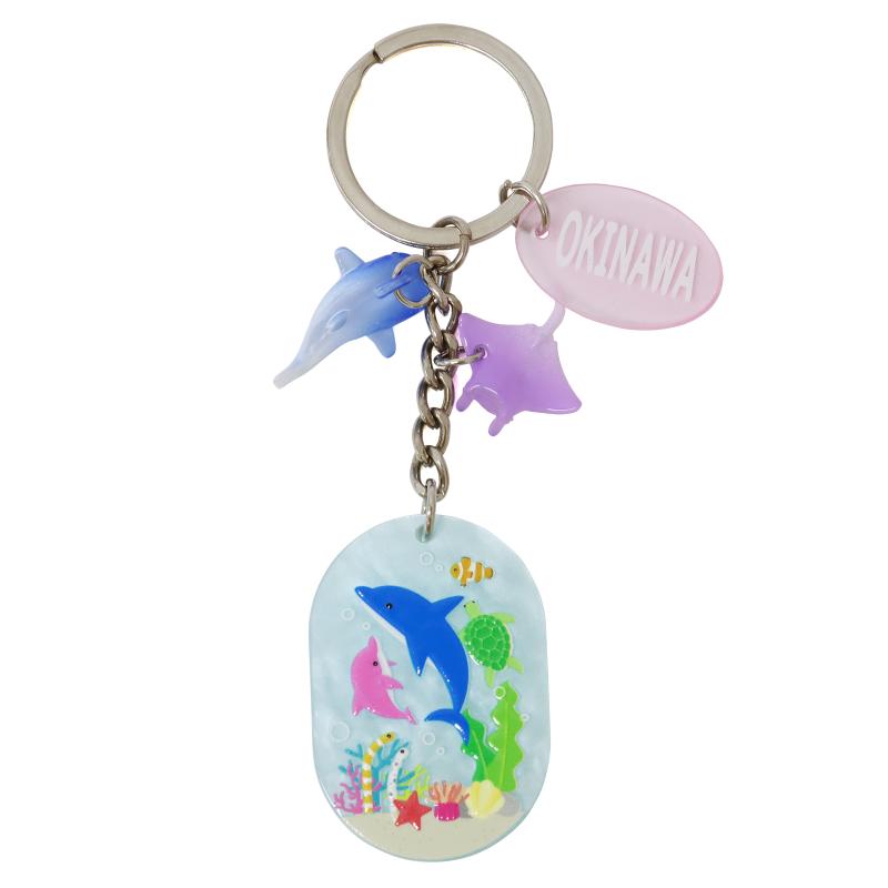 オーシャンスケッチキーホルダー(いるか) 沖縄 No.603-383
