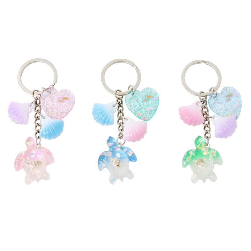 アクアシェルチャームキーホルダー(ウミガメ)オーシャン 3色アソート