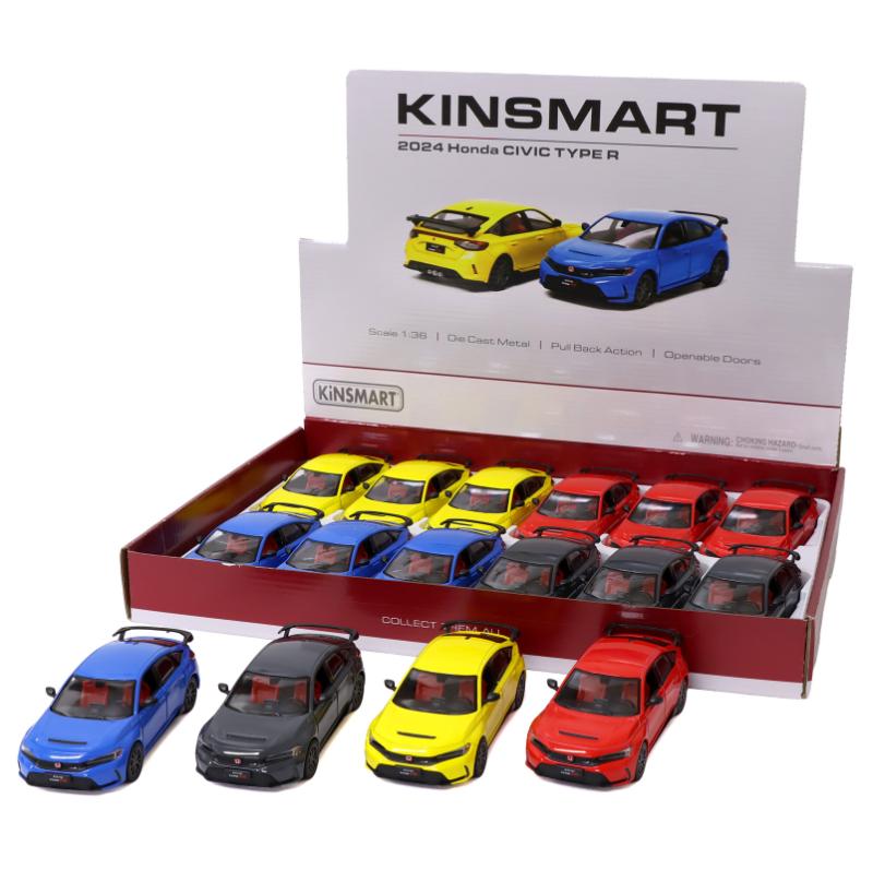 ミニカーセット 約110台 多色 KiNSMART ミニカー 1:36 2024 ホンダシビックタイプR 4色アソート No
