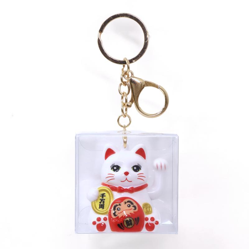 ソーラー招き猫キーホルダー だるま ホワイト No.208-316 | 世界の価値