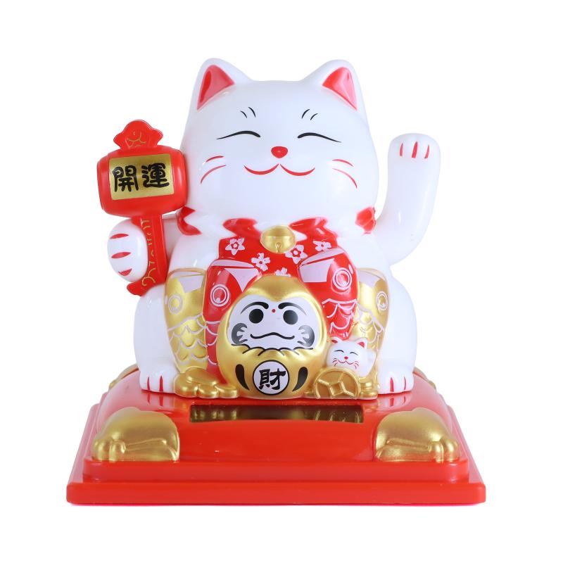 ソーラー招き猫 両手 9cm 開運小槌 No.208-315 | 世界の価値ある商品を
