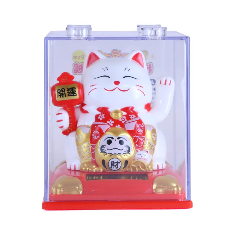 ソーラー招き猫 両手 9cm 開運小槌 No.208-315 | 世界の価値ある商品を