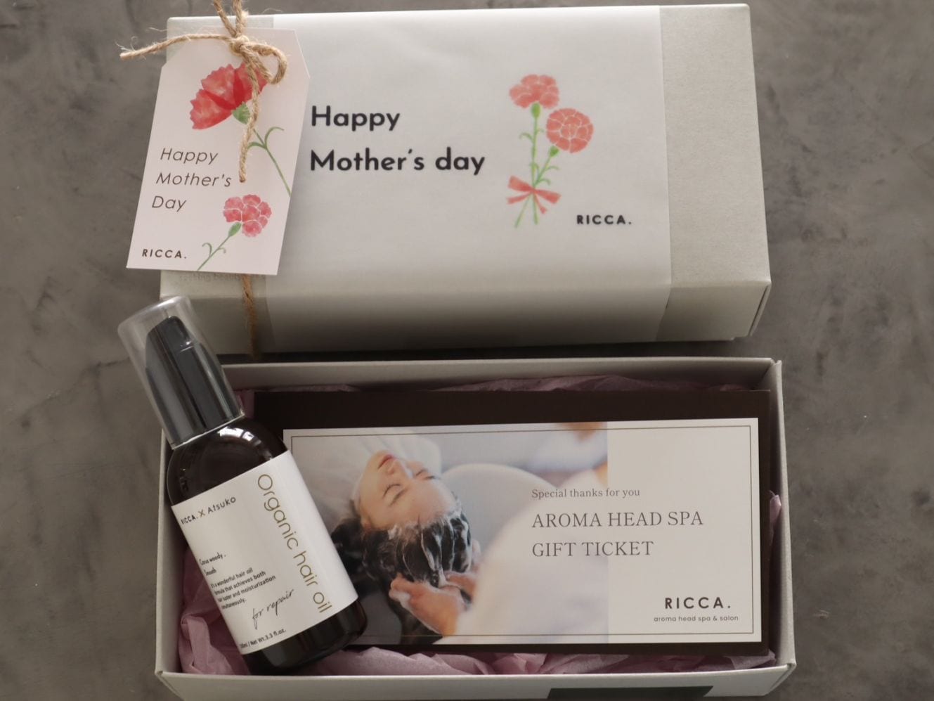 【母の日ギフト】ヘッドスパペアチケット110分＆ヘアオイルセット（今村敦子さん監修ヘッドスパコース）