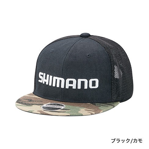 SHIMANO ベーシックフラットキャップ　カモ×ブラック シマノ ベーシックフラットキャップ CA-066T カモ×ブラック