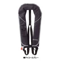 【桜マークあり】がまかつ エアベスト(自動膨脹式) GM-3222 チャコールグレイ-いのまた釣具店
