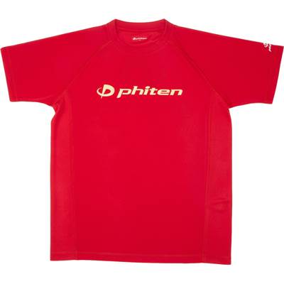 ファイテンTシャツ phiten ファイテン RAKUシャツ SPORTS(SMOOTH DRY) 半袖 レッド ロゴ金