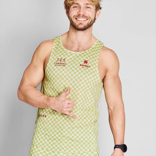 SAYSKY ���������� �졼�����󥰥�å� NMRSI31c1034 Checker Combat Singlet Green Aop ��� �Ρ����꡼�� ���󥯥ȥå� �쥮��顼�ե��å� ��������Хå� �۴�®�� �ɥ饤 ���� ��åե��Ǻ� ���ȥ�å� ���˥� �ޥ饽�� ���祮�� �ȥ쥤����˥� �ȥ���