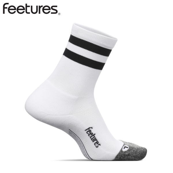 Feetures �ե������㡼�� ���˥󥰥��å��� ���� ELITE LIGHT CUSHION  MINI CREW ���꡼�� �饤�ȥ��å���� �ߥ˥��롼 WhiteHighTopStripe