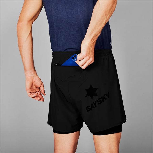SAYSKY ���������� ���˥󥰥��硼�� XMRSH20c901 2-in-1 Pace Short 5inch Black ���  �ϡ��եѥ�� �쥮��顼�ե��å� 2in1�ڡ������硼��5����� 12cm ����ʡ����硼�� ���ȥ�å� �۴�®�� �ޥ饽�� ���祮�� �ȥ쥤����˥� �ȥ���