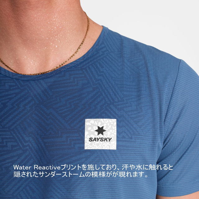 SAYSKY ���������� ���˥�T����� OMRSS60c1054 Reactive Flow T-shirt - Blue Aop ��� ȾµT����� �졼���ե��å� �ꥢ���ƥ��֥ե��� ���ȥ�å� �۴�®�� �̵��� Ķ���� �٥��Ĥ����� ���˥� �ޥ饽�� ���祮�� �ȥ쥤����˥� �ȥ���