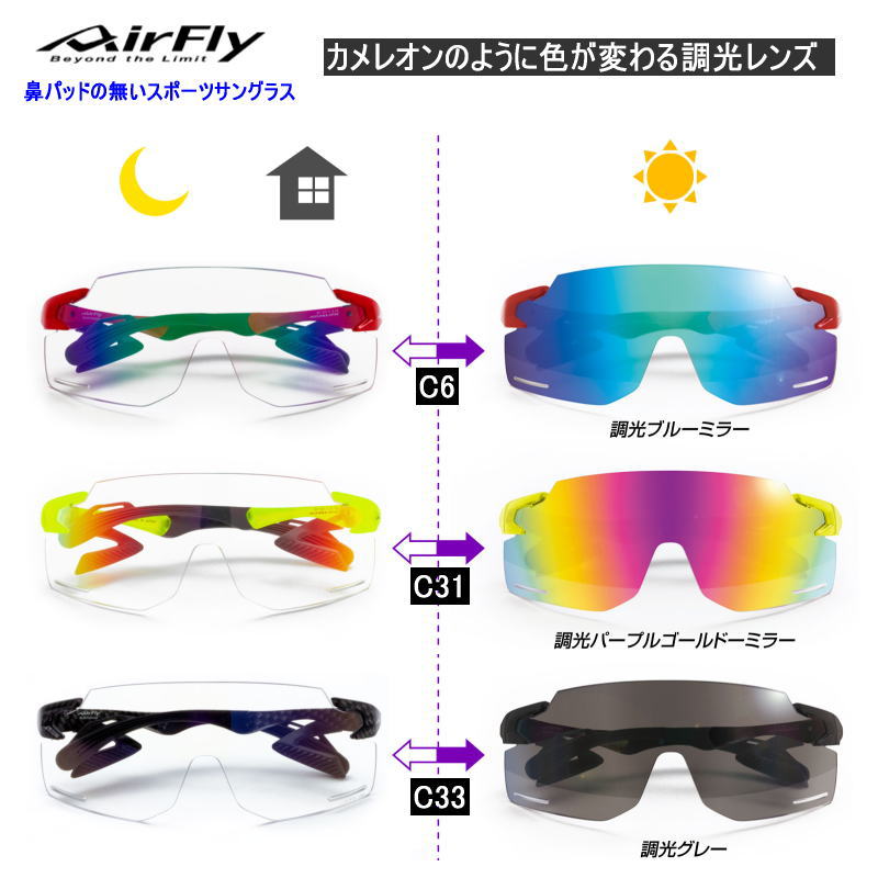 エアフライ（AirFly） スポーツサングラス AF-301 BKシリーズ 調光