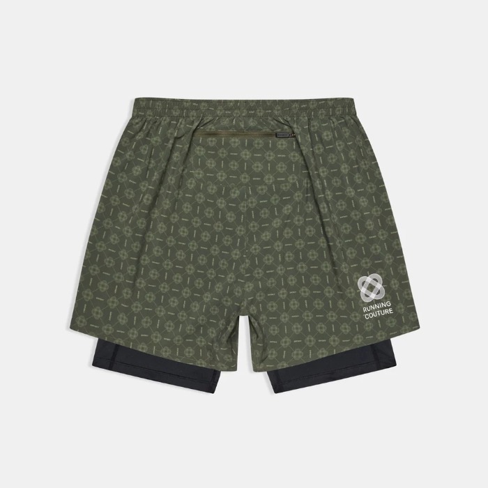 SAYSKY ���������� ���˥󥰥��硼�� SM40018c1079 Couture Pace 2-in-1 Shorts 5inch Green Aop ���  �ϡ��եѥ�� �����塼�� �ڡ��� 2����1���硼�� 5����� 12cm 5�ݥ��å� ����ʡ������� ���ȥ�å� �۴�®�� �ޥ饽�� ���祮�� �ȥ쥤����˥� �ȥ���