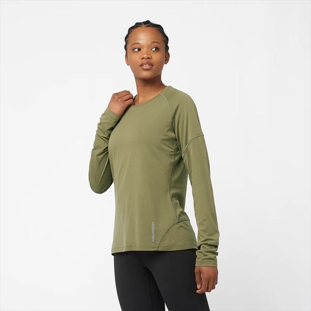 SALOMON ������� ĹµT����� CROSS RUN LS TEE W DEEP LICHEN G LC2130900 ��ǥ����� ������� ��������� LS �ƥ��� �ȥ쥤����˥� ���˥� �����ȥɥ� �ȥ��� �ޥ饽�� ���󥰥��꡼�� �۴�®��