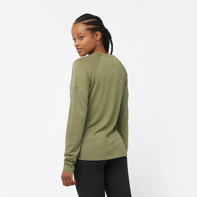 SALOMON ������� ĹµT����� CROSS RUN LS TEE W DEEP LICHEN G LC2130900 ��ǥ����� ������� ��������� LS �ƥ��� �ȥ쥤����˥� ���˥� �����ȥɥ� �ȥ��� �ޥ饽�� ���󥰥��꡼�� �۴�®��